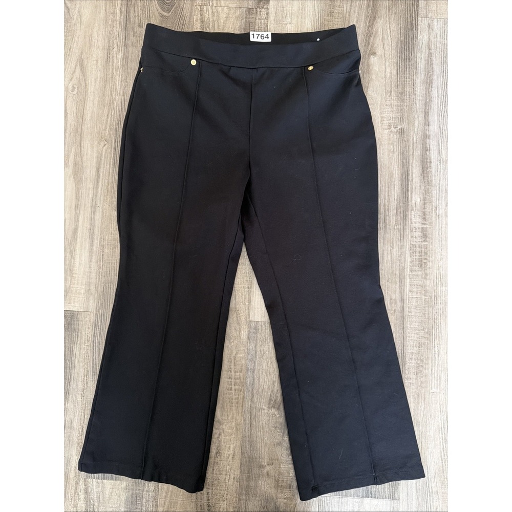 MICHAEL Michael Kors Black Knit Wide Leg Pull On Cropped Pants Stretch Large